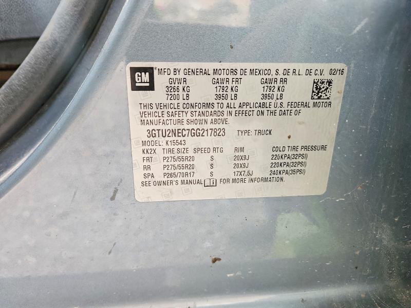 59869206 :رقم المزاد ، 3GTU2NEC7GG217823 vin ، 2016 Gmc Sierra مزاد بيع