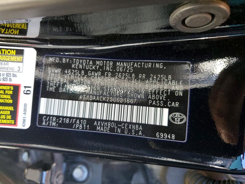 Продаж на аукціоні авто 2025 Toyota Camry, vin: 4T1DAACK2SU621667, номер лоту: 61165826