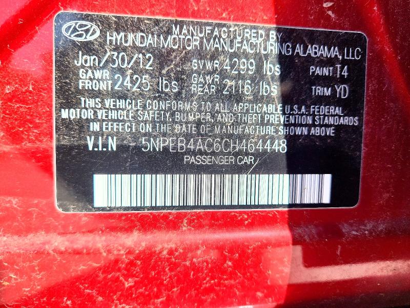 Продажа на аукционе авто 2012 Hyundai Sonata, vin: 5NPEB4AC6CH464448, номер лота: 60633016