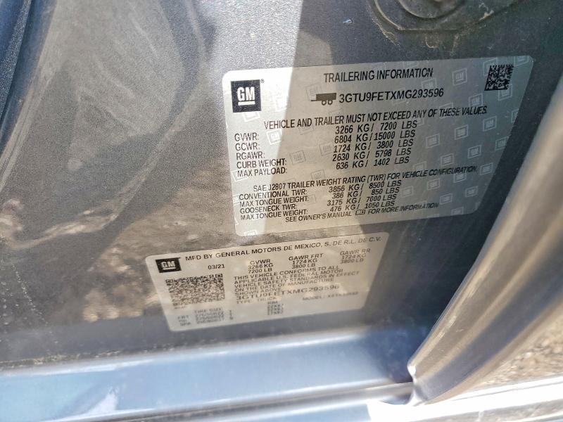 2021 Gmc Sierra მანქანა იყიდება აუქციონზე, vin: 3GTU9FETXMG293596, აუქციონის ნომერი: 60494836