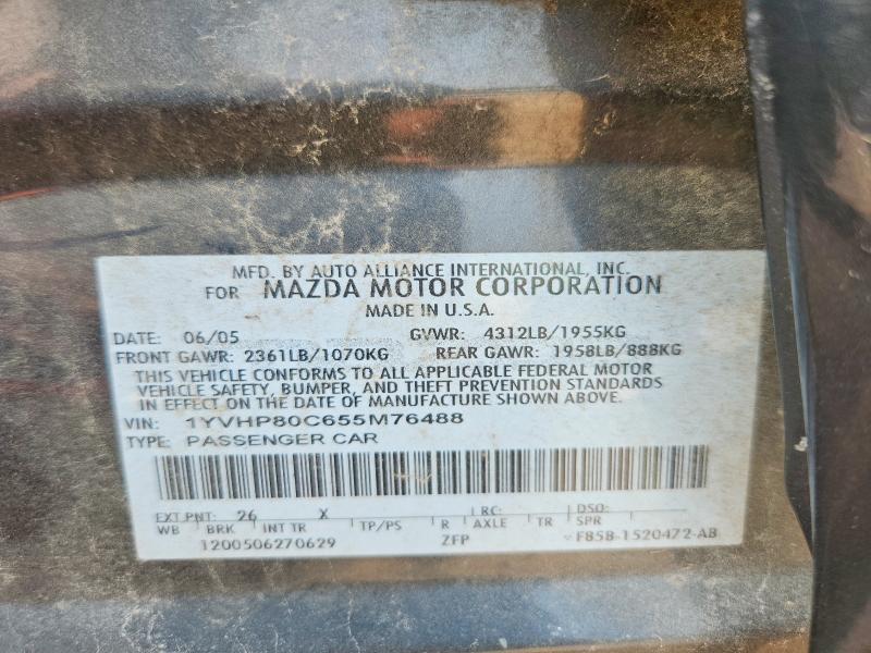 Продаж на аукціоні авто 2005 Mazda 6, vin: 1YVHP80C655M76488, номер лоту: 62060236