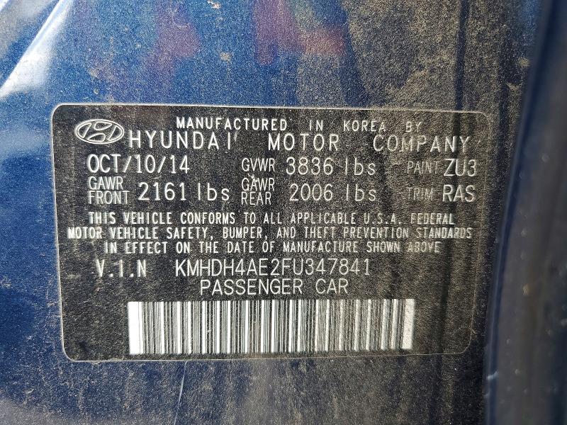Продажа на аукционе авто 2015 Hyundai Elantra, vin: KMHDH4AE2FU347841, номер лота: 60780476