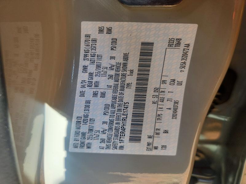 60123786 :رقم المزاد ، 1FTER4PH1RLE17475 vin ، 2024 Ford Ranger مزاد بيع
