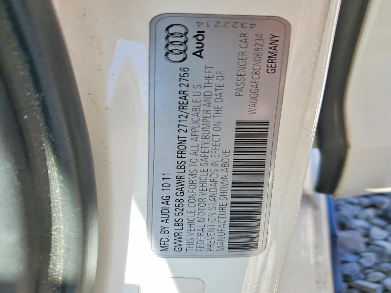 Продажа на аукционе авто 2012 Audi A6, vin: WAUGGAFC8CN069234, номер лота: 61376476