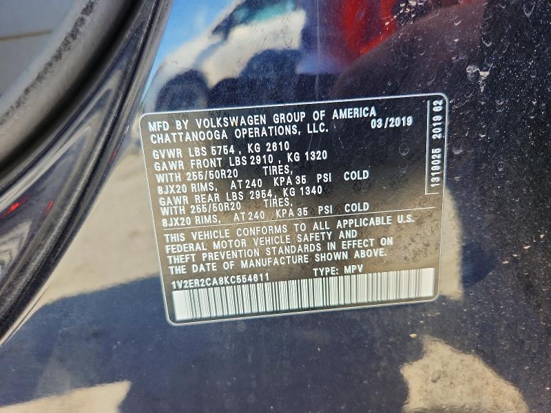 Aukcja sprzedaży 2019 Volkswagen Atlas, vin: 1V2ER2CA8KC554611, numer aukcji: 58282276