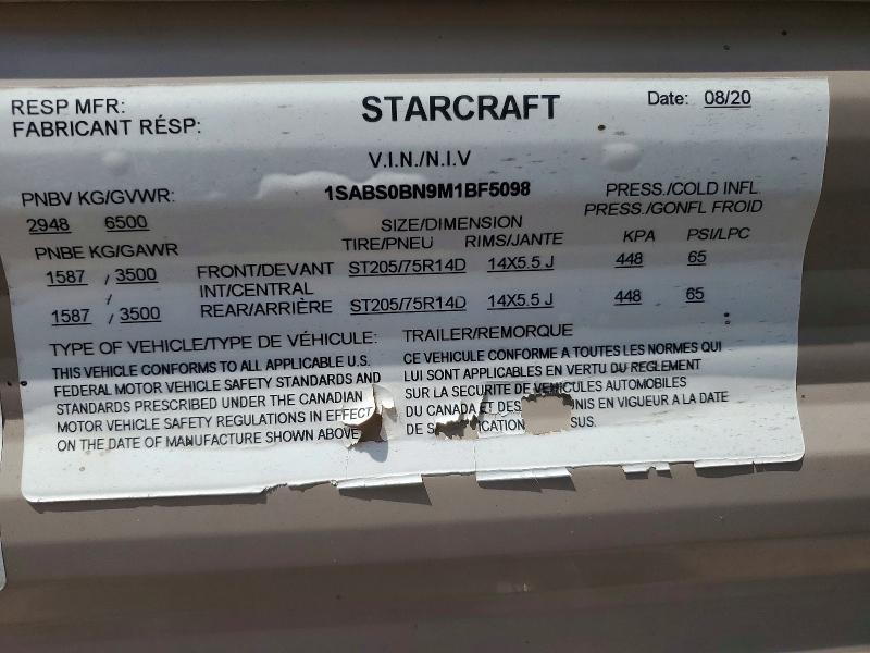 60561466 :رقم المزاد ، 1SABS0BN9M1BF5098 vin ، 2021 Starcraft Unknown مزاد بيع