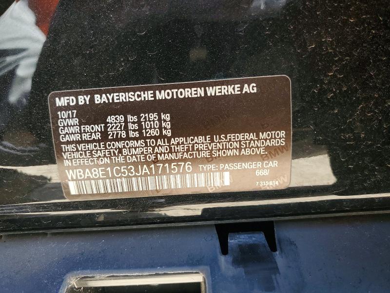 Aukcja sprzedaży 2018 Bmw 330e, vin: WBA8E1C53JA171576, numer aukcji: 59388706