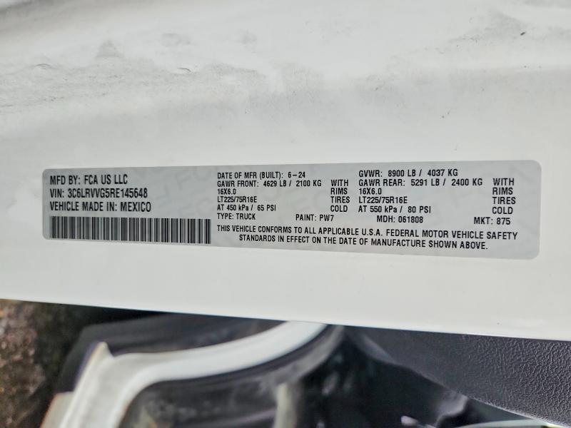 Aukcja sprzedaży 2024 Ram Promaster 2500, vin: 3C6LRVVG5RE145648, numer aukcji: 62092476