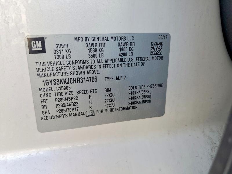 Aukcja sprzedaży 2017 Cadillac Escalade, vin: 1GYS3KKJ0HR314766, numer aukcji: 61867486