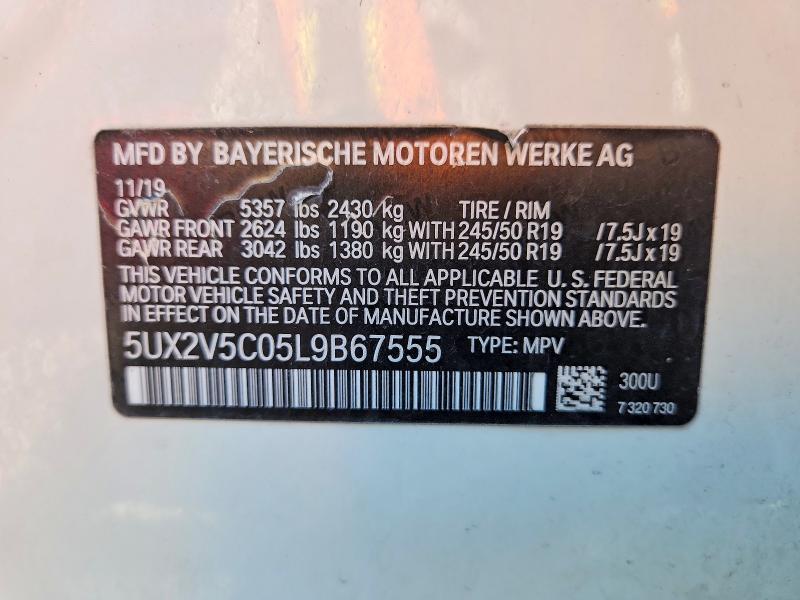 Aukcja sprzedaży 2020 Bmw X4, vin: 5UX2V5C05L9B67555, numer aukcji: 58402166