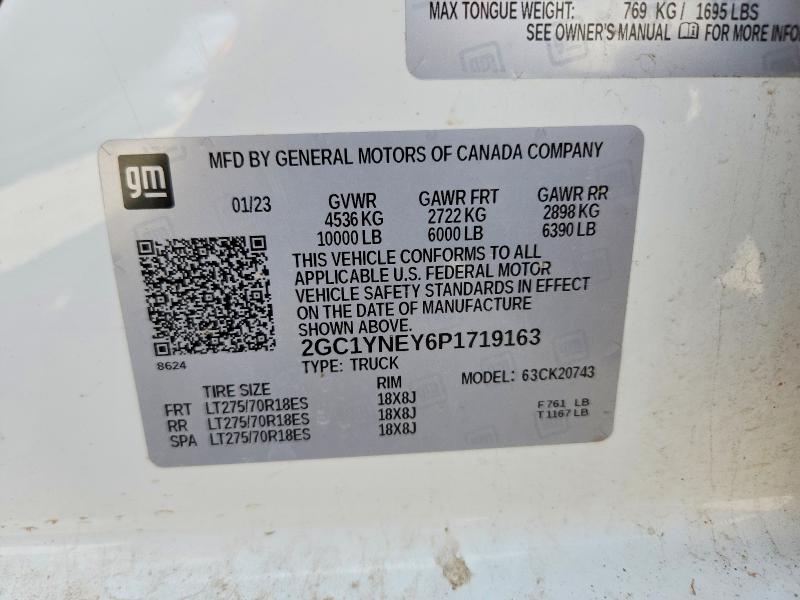 2023 Chevrolet Silverado მანქანა იყიდება აუქციონზე, vin: 2GC1YNEY6P1719163, აუქციონის ნომერი: 60645456