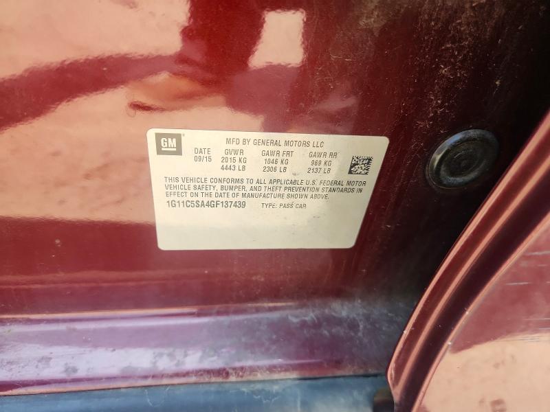 2016 Chevrolet Malibu Limited მანქანა იყიდება აუქციონზე, vin: 1G11C5SA4GF137439, აუქციონის ნომერი: 63251096