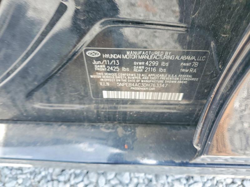 2013 Hyundai Sonata მანქანა იყიდება აუქციონზე, vin: 5NPEB4AC3DH763347, აუქციონის ნომერი: 60154036