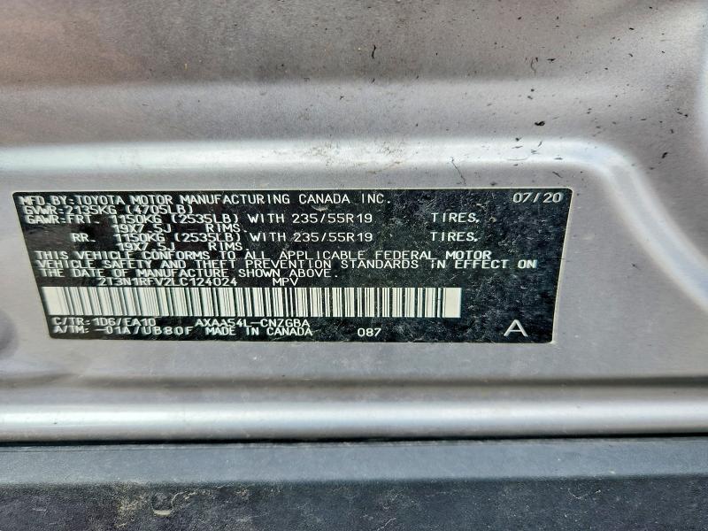 2020 Toyota Rav4 მანქანა იყიდება აუქციონზე, vin: 2T3N1RFV2LC124024, აუქციონის ნომერი: 58361306