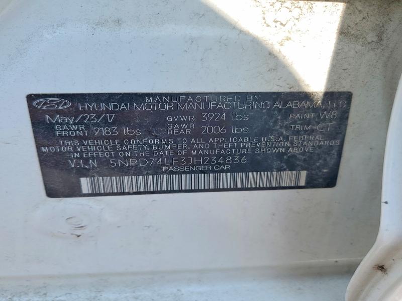 Продаж на аукціоні авто 2018 Hyundai Elantra, vin: 5NPD74LF3JH234836, номер лоту: 61685496