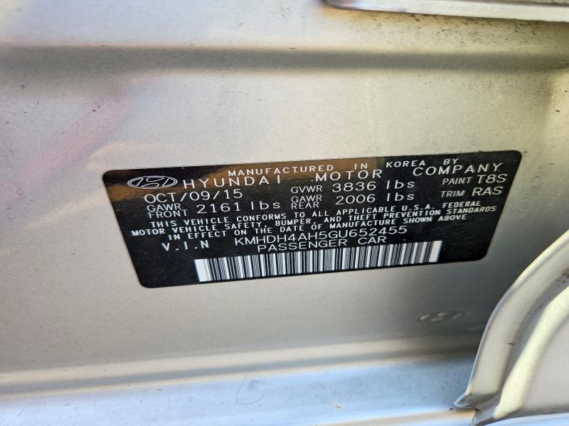 Продаж на аукціоні авто 2016 Hyundai Elantra, vin: KMHDH4AH5GU652455, номер лоту: 61966046