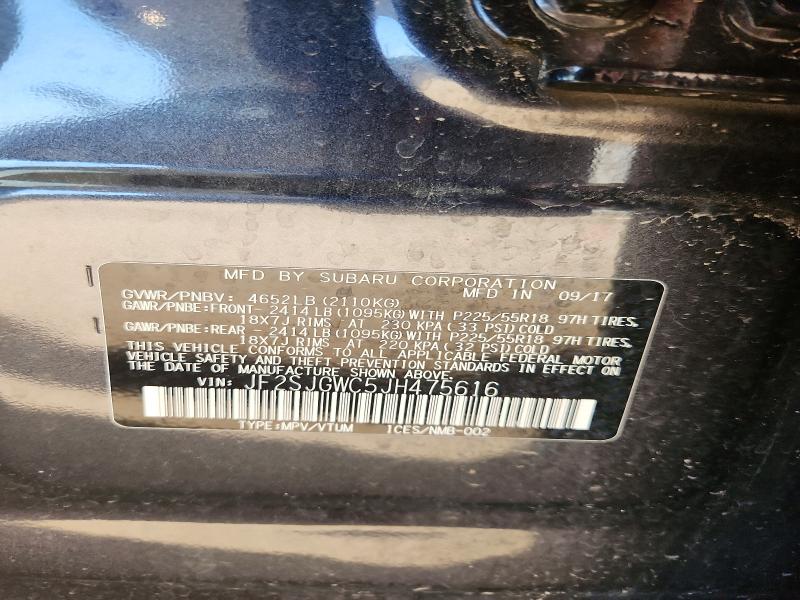 Продажа на аукционе авто 2018 Subaru Forester, vin: JF2SJGWC5JH475616, номер лота: 60201036