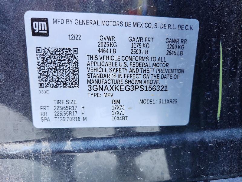 2023 Chevrolet Equinox მანქანა იყიდება აუქციონზე, vin: 3GNAXKEG3PS156321, აუქციონის ნომერი: 60770256