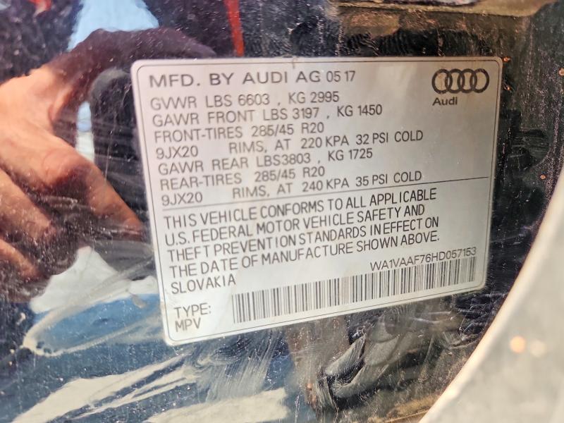 63362006 :رقم المزاد ، WA1VAAF76HD057153 vin ، 2017 Audi Q7 مزاد بيع