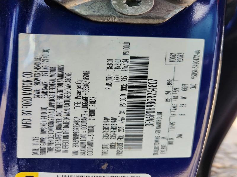 60270156 :رقم المزاد ، 3FA6P0H98GR254807 vin ، 2016 Ford Fusion مزاد بيع