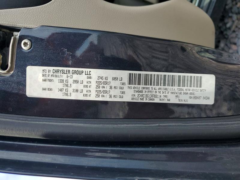 60068656 :رقم المزاد ، 2C4RC1BG1DR783114 vin ، 2013 Chrysler Town & Country مزاد بيع