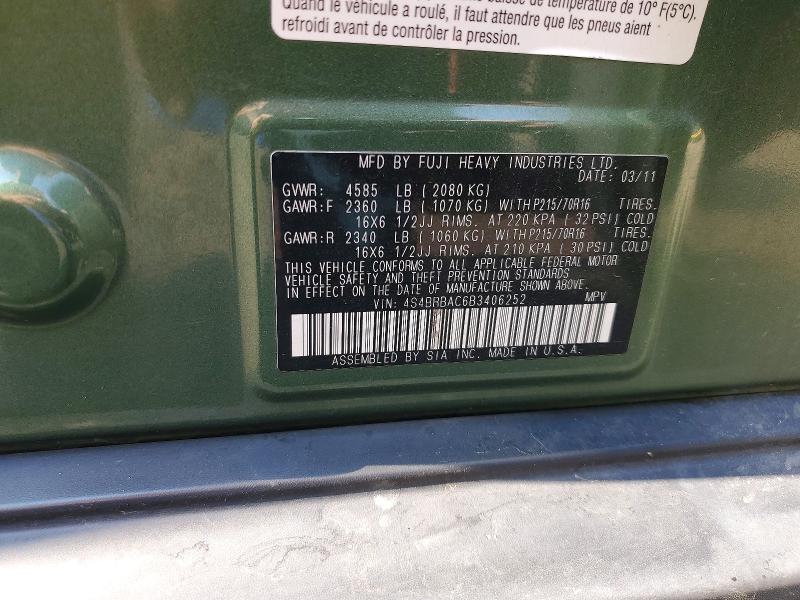 Продаж на аукціоні авто 2011 Subaru Outback, vin: 4S4BRBAC6B3406252, номер лоту: 59254746