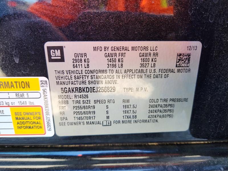 61375926 :رقم المزاد ، 5GAKRBKD0EJ256829 vin ، 2014 Buick Enclave مزاد بيع