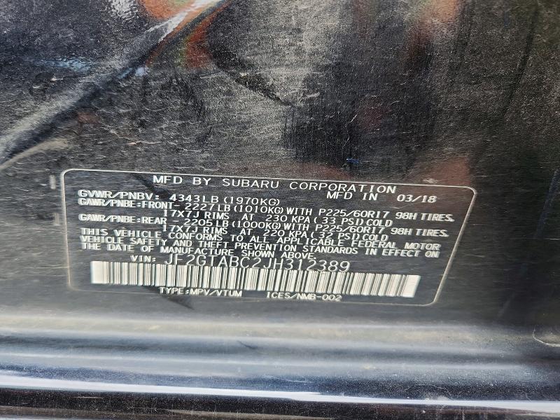 2018 Subaru Crosstrek მანქანა იყიდება აუქციონზე, vin: JF2GTABC2JH312389, აუქციონის ნომერი: 59351976
