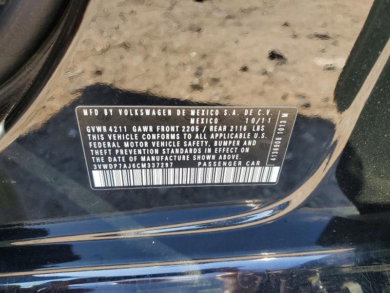 Aukcja sprzedaży 2012 Volkswagen Jetta, vin: 3VWDP7AJ6CM337297, numer aukcji: 63231246