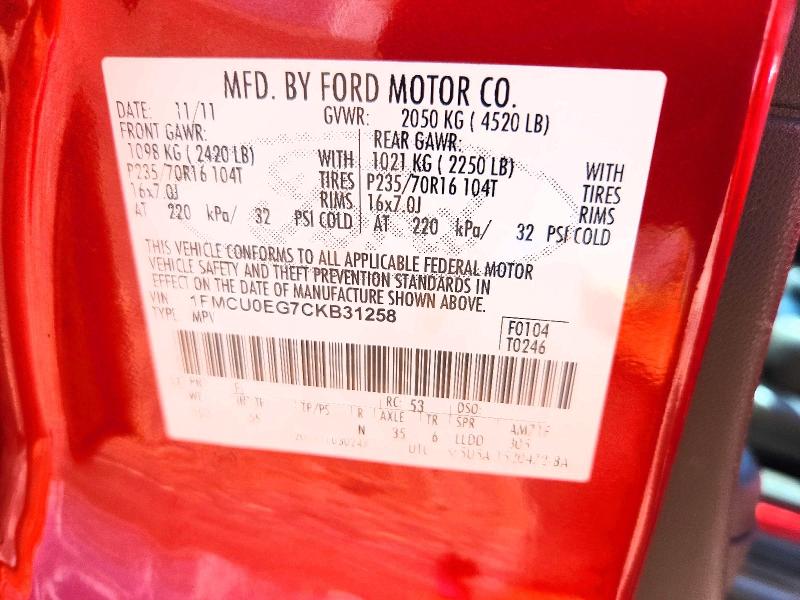 Продаж на аукціоні авто 2012 Ford Escape, vin: 1FMCU0EG7CKB31258, номер лоту: 61619856