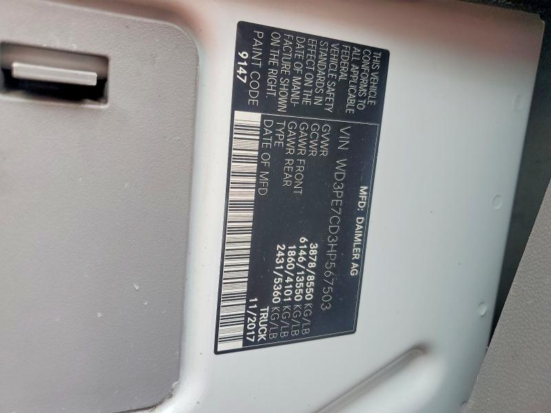 59670186 :رقم المزاد ، WD3PE7CD3HP567503 vin ، 2017 Mercedes-benz Sprinter مزاد بيع