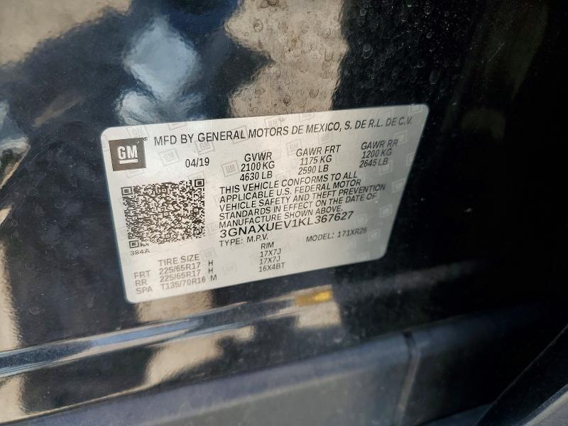 2019 Chevrolet Equinox მანქანა იყიდება აუქციონზე, vin: 3GNAXUEV1KL367627, აუქციონის ნომერი: 59880036