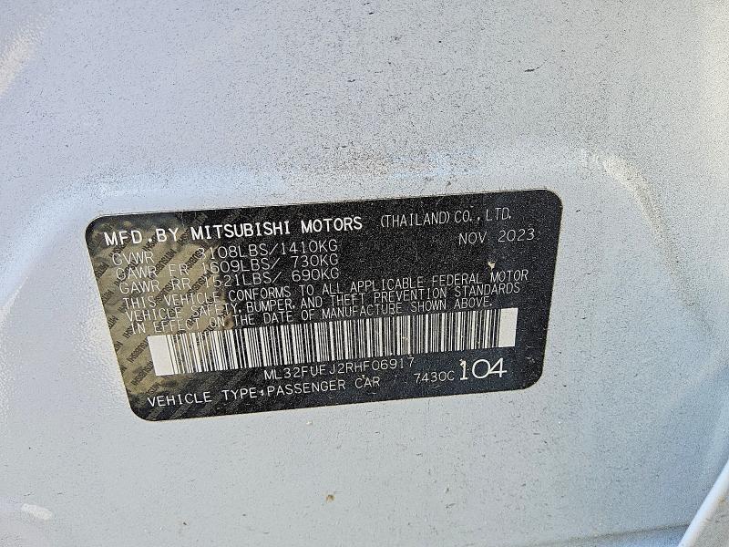 Продаж на аукціоні авто 2024 Mitsubishi Mirage, vin: ML32FUFJ2RHF06917, номер лоту: 85975855