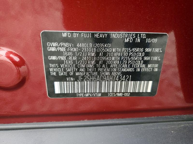Продаж на аукціоні авто 2010 Subaru Forester, vin: JF2SH6AC9AH743421, номер лоту: 61510496