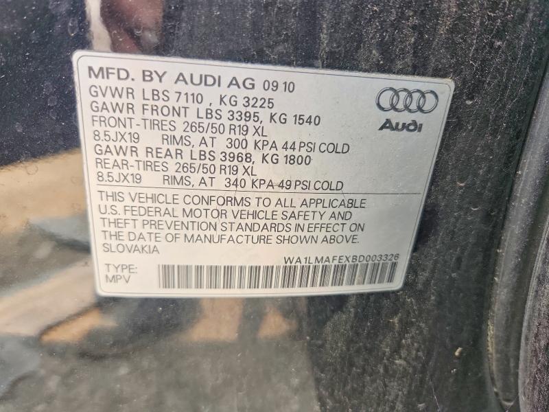 61624826 :رقم المزاد ، WA1LMAFEXBD003326 vin ، 2011 Audi Q7 مزاد بيع