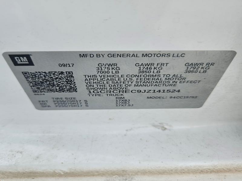 Aukcja sprzedaży 2018 Chevrolet Silverado, vin: 1GCRCREC9JZ141524, numer aukcji: 60005726