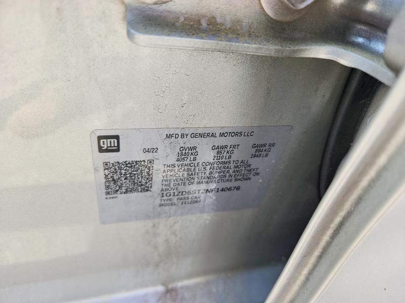 2022 Chevrolet Malibu მანქანა იყიდება აუქციონზე, vin: 1G1ZD5ST2NF140676, აუქციონის ნომერი: 59682006