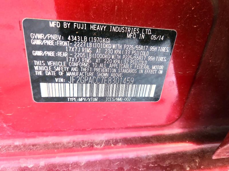 Продаж на аукціоні авто 2014 Subaru Xv Crosstrek, vin: JF2GPACC7E8301459, номер лоту: 62819036