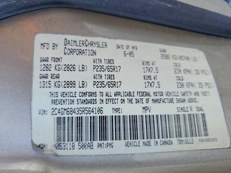 62468896 :رقم المزاد ، 2C4GM68435R564106 vin ، 2005 Chrysler Pacifica مزاد بيع