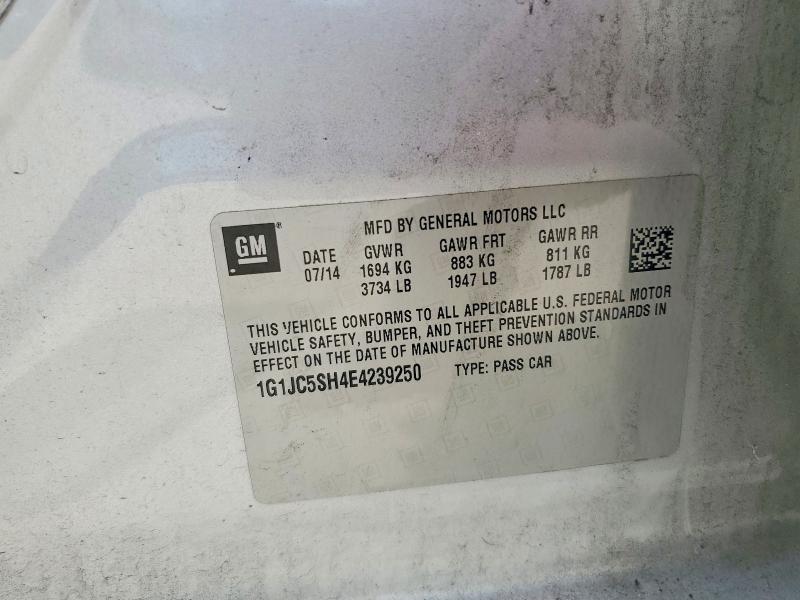 2014 Chevrolet Sonic მანქანა იყიდება აუქციონზე, vin: 1G1JC5SH4E4239250, აუქციონის ნომერი: 59882506