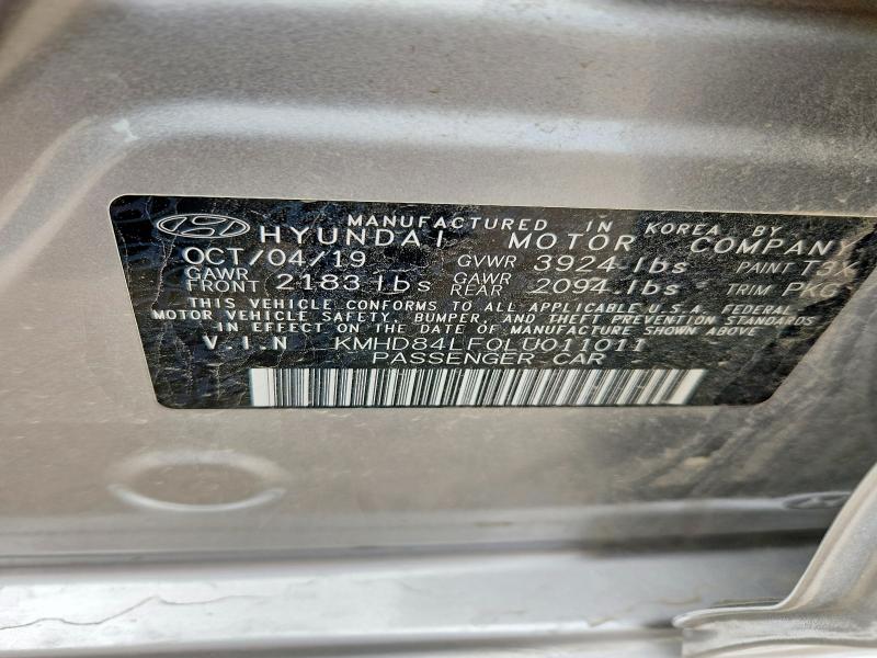 2020 Hyundai Elantra მანქანა იყიდება აუქციონზე, vin: KMHD84LF0LU011011, აუქციონის ნომერი: 61433736