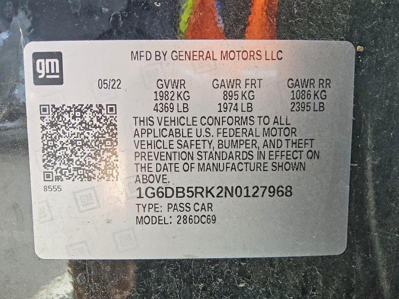 2022 Cadillac Ct4 მანქანა იყიდება აუქციონზე, vin: 1G6DB5RK2N0127968, აუქციონის ნომერი: 61996496