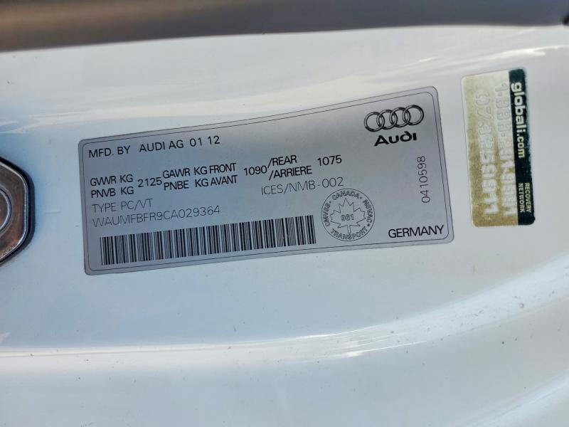 2012 Audi A5 მანქანა იყიდება აუქციონზე, vin: WAUMFBFR9CA029364, აუქციონის ნომერი: 59953846