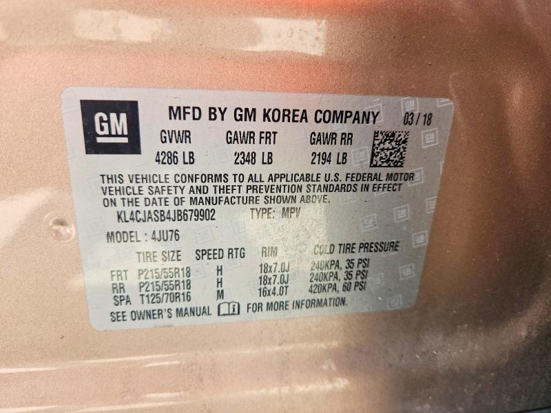 Aukcja sprzedaży 2018 Buick Encore, vin: KL4CJASB4JB679902, numer aukcji: 62949266