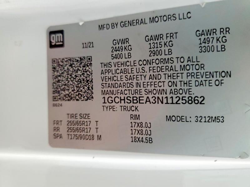Продаж на аукціоні авто 2022 Chevrolet Colorado, vin: 1GCHSBEA3N1125862, номер лоту: 60793516