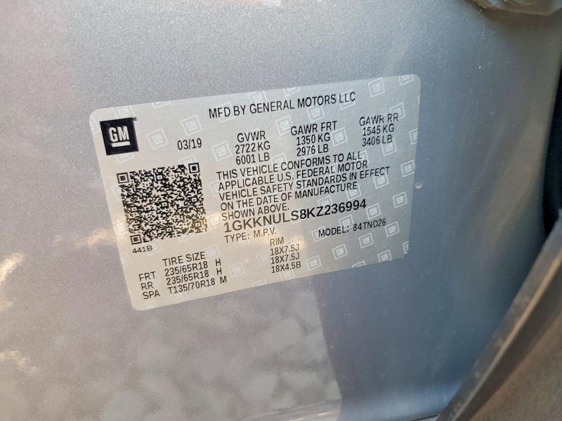 Aukcja sprzedaży 2019 Gmc Acadia, vin: 1GKKNULS8KZ236994, numer aukcji: 61194886