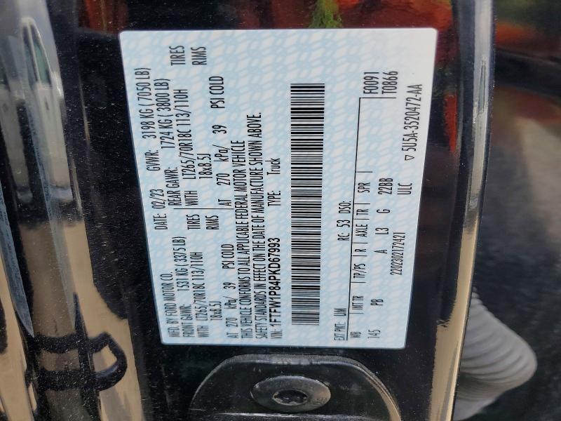 61113746 :رقم المزاد ، 1FTFW1P84PKD67993 vin ، 2023 Ford F150 مزاد بيع
