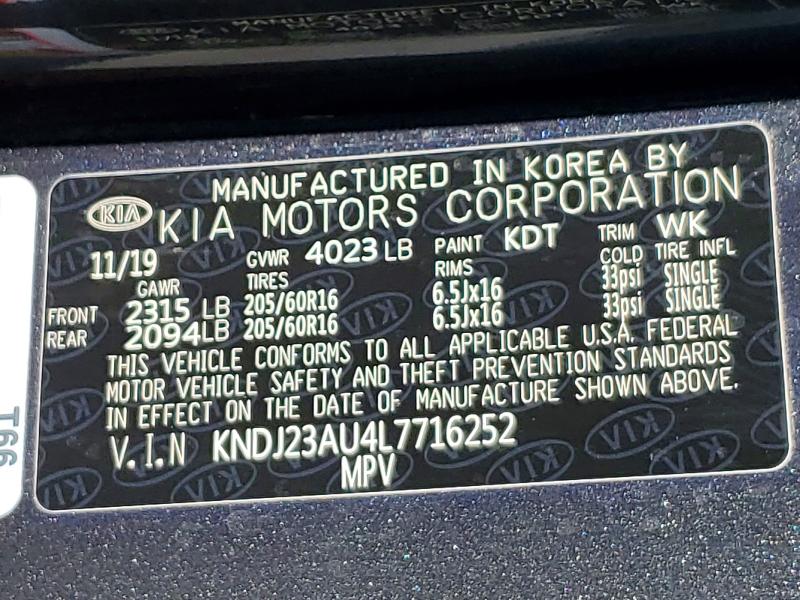 2020 Kia Soul მანქანა იყიდება აუქციონზე, vin: KNDJ23AU4L7716252, აუქციონის ნომერი: 62400896