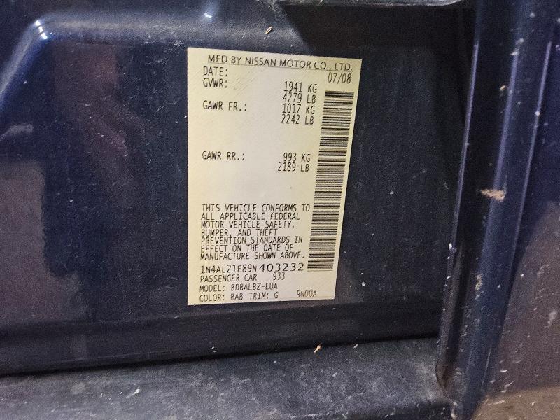 59942836 :رقم المزاد ، 1N4AL21E89N403232 vin ، 2009 Nissan Altima مزاد بيع