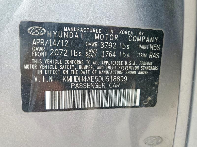 60405476 :رقم المزاد ، KMHDH4AE5DU518899 vin ، 2013 Hyundai Elantra مزاد بيع